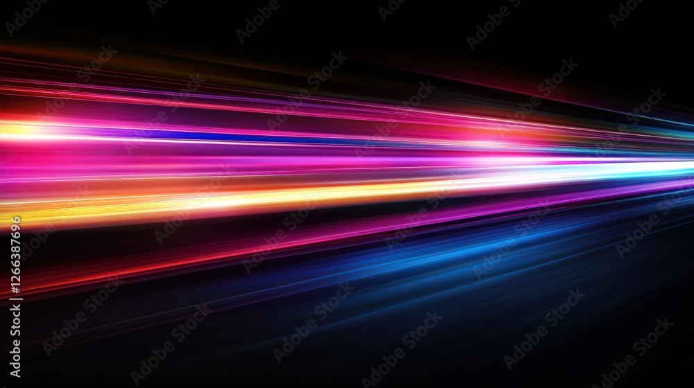 Poster vibrant streaks of colorful light create a dynamic motion effect against a dark background, suggesti