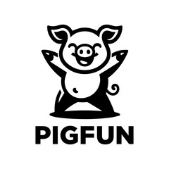 happy dancing pig logo design