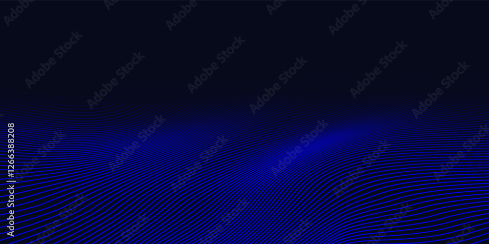 Poster abstract glowing wave lines on dark blue background. dynamic wave pattern. modern flowing wavy lines