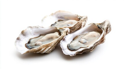 Fresh Oysters on White Background