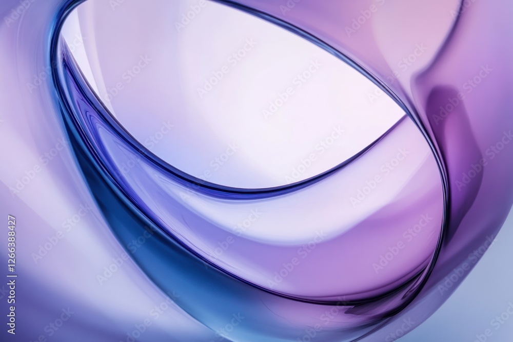 Poster abstract swirling shapes in soft purple and blue hues, creating a serene atmosphere with smooth grad