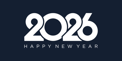 Fototapeta premium 2026 Happy New Year design vector. trendy unique new year 2026 logo design template