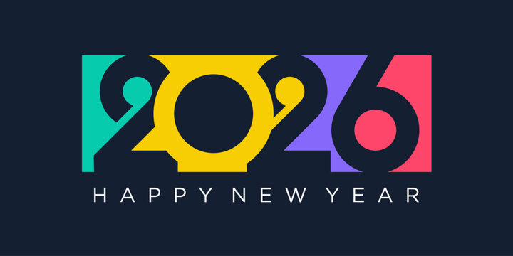 2026 Happy New Year design vector. trendy unique new year 2026 logo design template