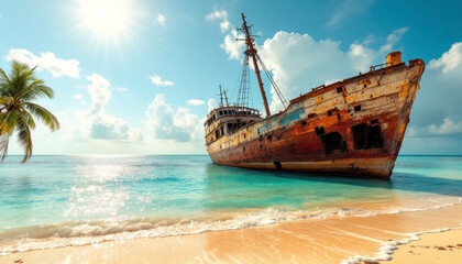 Obraz premium old boat in the sea