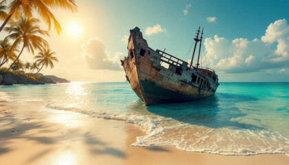 Fototapeta premium old ship on the sea
