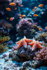 Fototapeta premium starfish on the coral