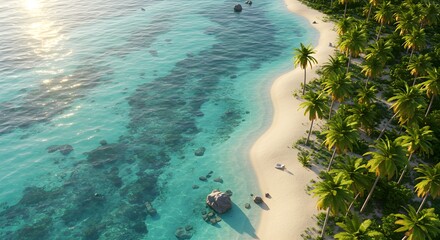 Lifelike high view of a beautiful island