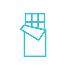 Simple chocolate bar icon. Isolated on white. Blue icon set.