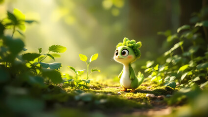 Cute vegetable cartoon 3d character  generative ai 32434