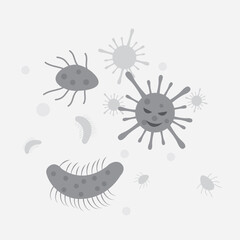 Air pollution cartoon vector. atmospheric aerosol particles or particulate matter. size comparison PM10 and PM2.5