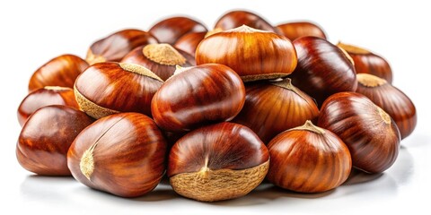 Obraz premium High-resolution chestnut photos: rich brown hues against a pristine white backdrop.