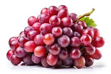 Fototapeta premium High-resolution image of fresh, red grapes isolated on a white background; perfect for culinary or stock use.