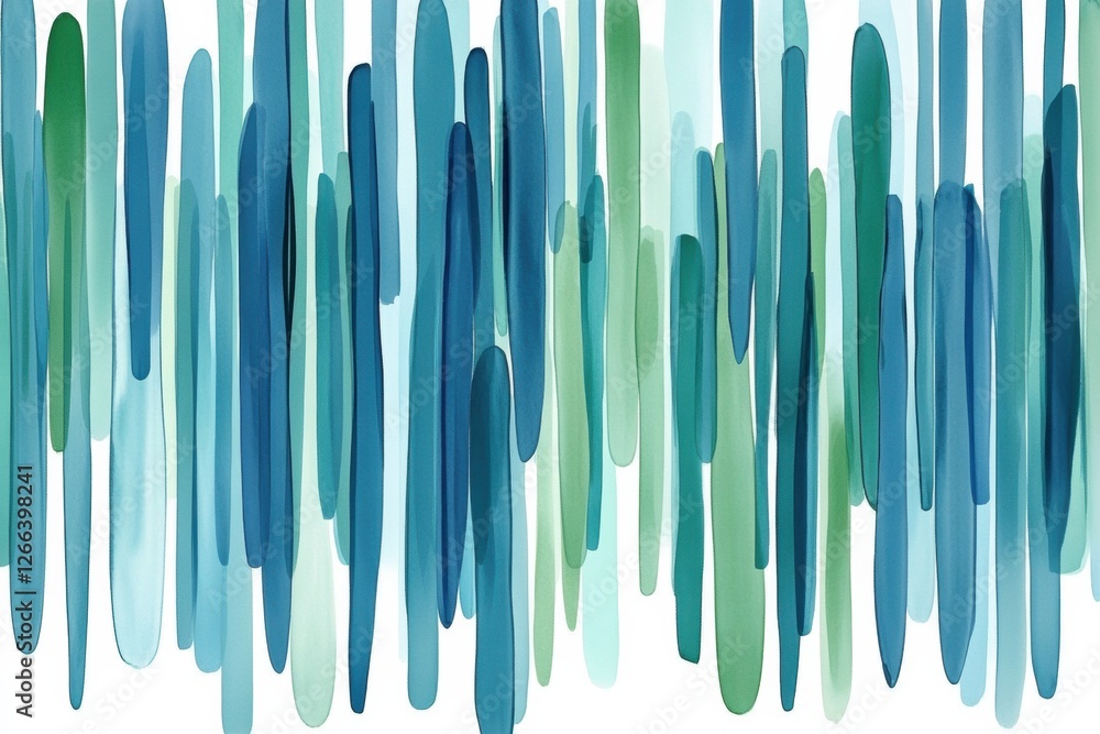 Aufkleber vertical abstract lines evoke gentle spring rain with shades of blue and green for a calming atmosph