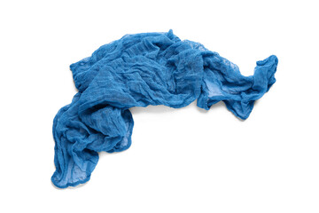 Fabric blue napkin isolated on white background