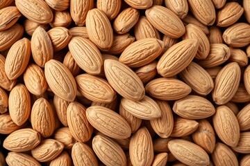 Fototapeta premium Close-up of almond nuts highlighting natural texture and organic details