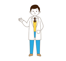 cartoon doctor with blank sign