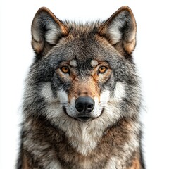 Fototapeta premium A Detailed Close-Up of a Majestic Wolf's Face Revealing Intense Eyes and Shaggy Fur in Nature