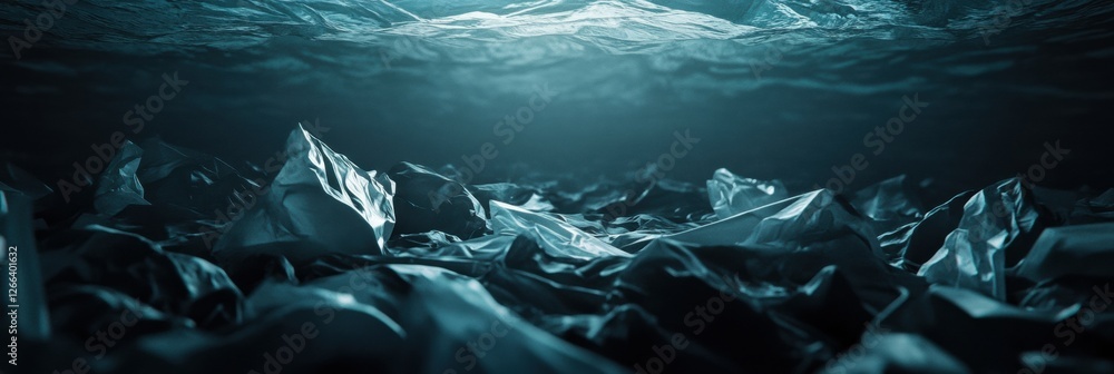 Poster plastic pollution overwhelms ocean surface with debris and waste in need of urgent attention. genera