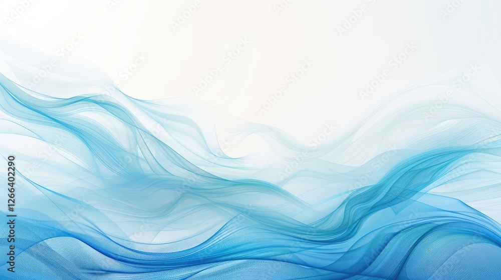Aufkleber abstract background with blue and white wavy shapes on a white background in a soft light with blurr
