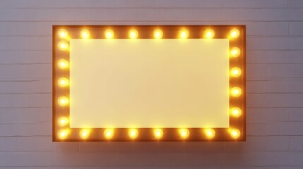 Bright Vintage Frame with Bulbs for Theater or Event Signage