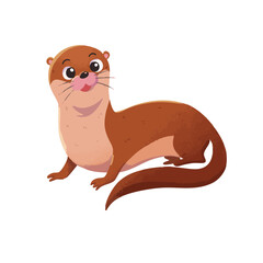 Cute Otter editable colorful vector illustration for children, baby designs for cards, poster decorations, t-shirt prints, stickers, icons and others