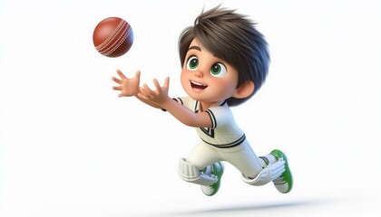 Child playing cricket outdoor playground animated illustration joyful environment dynamic view