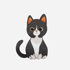 Cute Black and white Cat editable colorful vector illustration for children, baby designs for cards, poster decorations, t-shirt prints, stickers, icons and others
