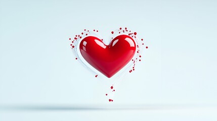 A red heart symbol of love and passion displayed on backgrounds of red, white, and wood