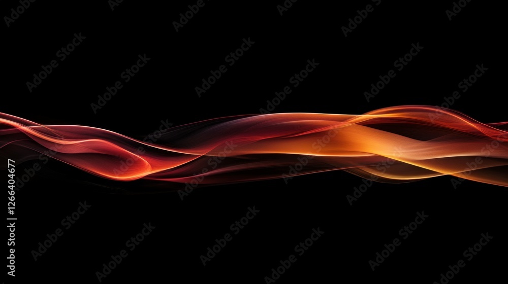 Poster abstract flow of colorful waves on black background in motion