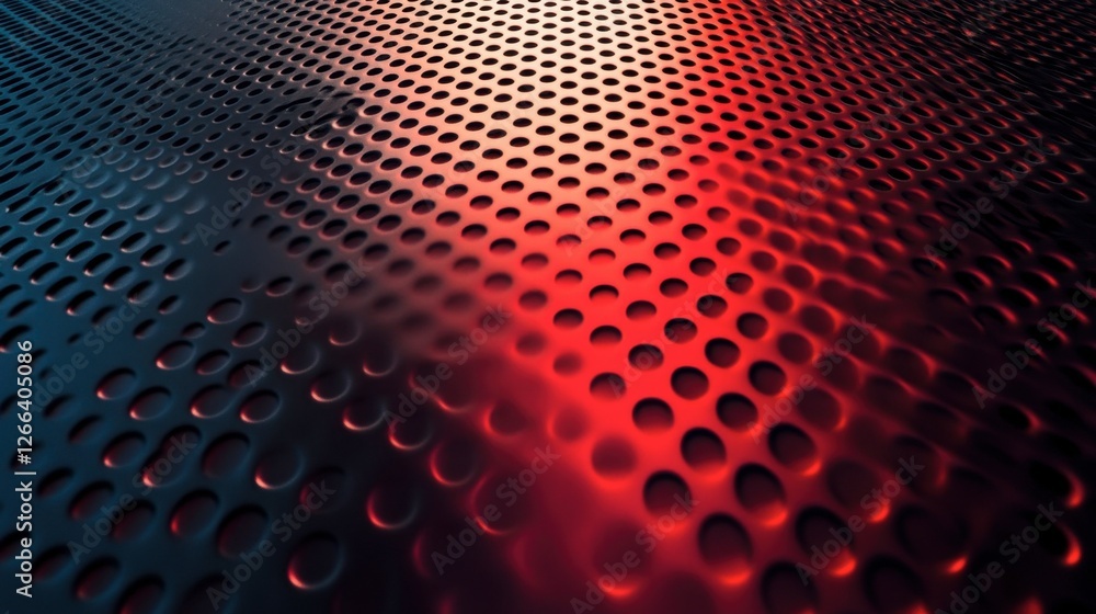 Poster textured metallic surface with circular patterns and vibrant colors