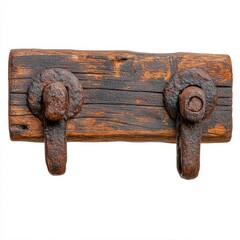 Rustic Weathered Wooden Wall Hook with Rusty Metal Accents, Generative AI.