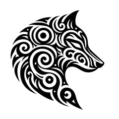Fototapeta premium AI Generate of Wolf Shape in Maori Art style isolated in white