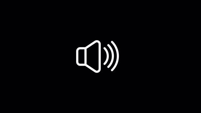 Animation of speaker volume with alpha channel, Speaker volume down and up animation with Transparent Background