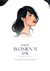 International Women's Day template for advertising, poster, wishes, leaflets, flyer, a4, social, media, banner, with wmen, face, clip, art, silhouette, Girl, female, Vertical, Celebration, 8 March