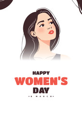 International Women's Day template for advertising, poster, wishes, leaflets, flyer, a4, social, media, banner, with wmen, face, clip, art, silhouette, Girl, female, Vertical, Celebration, 8 March