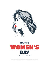 International Women's Day template for advertising, poster, wishes, leaflets, flyer, a4, social, media, banner, with wmen, face, clip, art, silhouette, Girl, female, Vertical, Celebration, 8 March