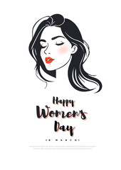 International Women's Day template for advertising, poster, wishes, leaflets, flyer, a4, social, media, banner, with wmen, face, clip, art, silhouette, Girl, female, Vertical, Celebration, 8 March