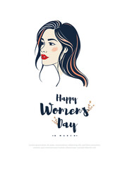 International Women's Day template for advertising, poster, wishes, leaflets, flyer, a4, social, media, banner, with wmen, face, clip, art, silhouette, Girl, female, Vertical, Celebration, 8 March