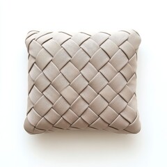 Woven Cream Pillow with Textured Interlace Design, Generative AI.