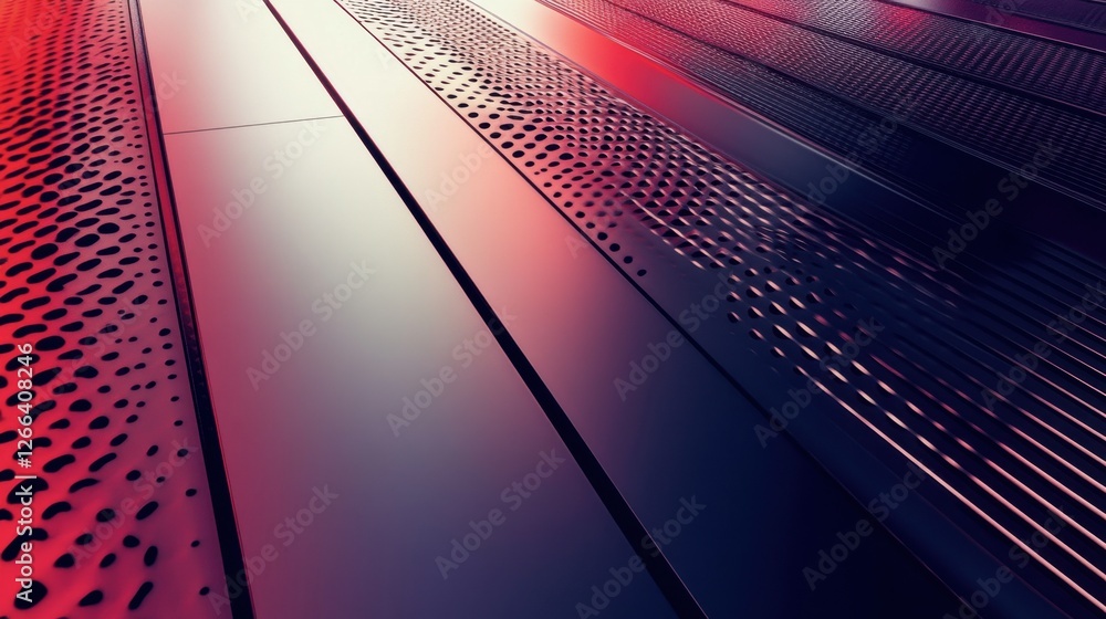 Poster Abstract Metallic Surface with Gradient and Perforated Texture