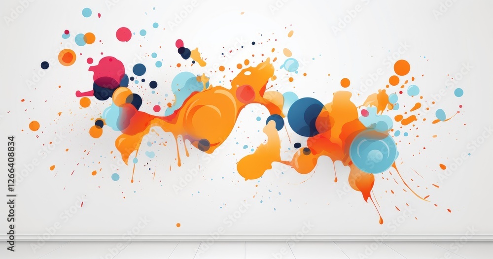 Poster abstract beautiful background vector presentation design with splash shapes and dots, white backgrou