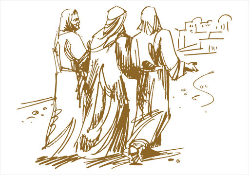 Os discipulos na estrada para  para Emaus