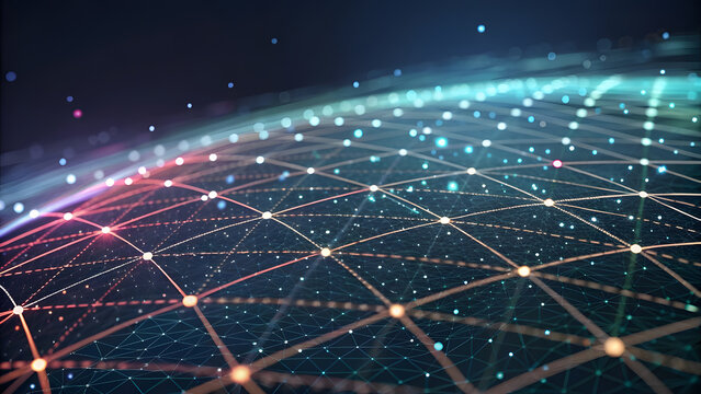 Abstract Digital Background with Glowing Dots and Interwoven Lines. Perfect for: AI Summits, Innovation Conferences, Digital Business Events