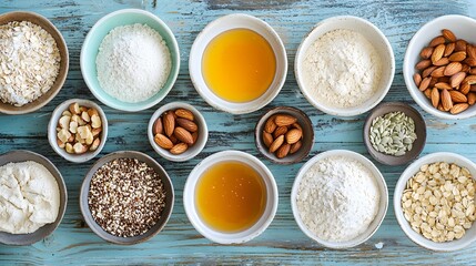 Baking Ingredients Preparation Kitchen Food Photography Rustic Setting Top-Down View Culinary Art