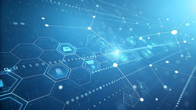 Gradient Blue Digital Network Background for Modern Tech Concepts. Perfect for: FinTech Conferences, Digital Networking Events, Blockchain Summits