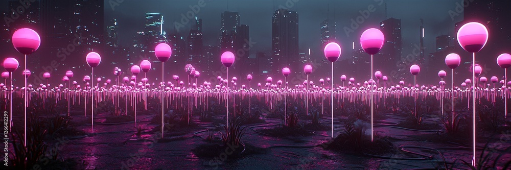 Poster digital utopia where humans and ai coexist in a dreamy, glowing landscape, filled with floating isla