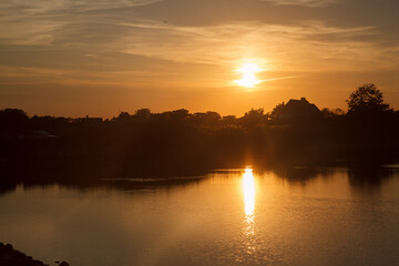 Beautiful sunset in the shore of Newport, Rhode Island, USA