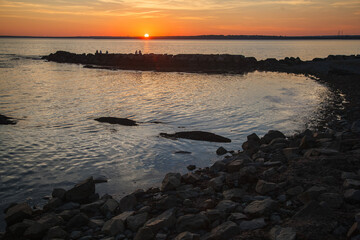Beautiful sunset in the shore of Newport, Rhode Island, USA