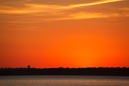 Beautiful sunset in the shore of Newport, Rhode Island, USA