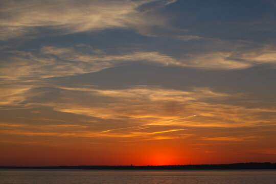 Beautiful sunset in the shore of Newport, Rhode Island, USA